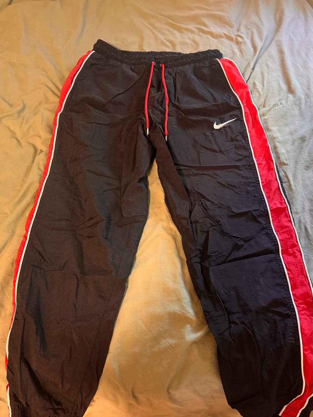 Nike Kids Vintage Black and Red Jogger Pants with White Piping